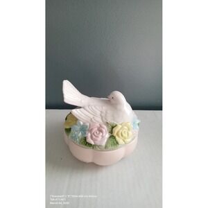 Dove Trinket Box‎ Ceramic Floral Ring Holder Jewelry Dish Cottagecore Decor